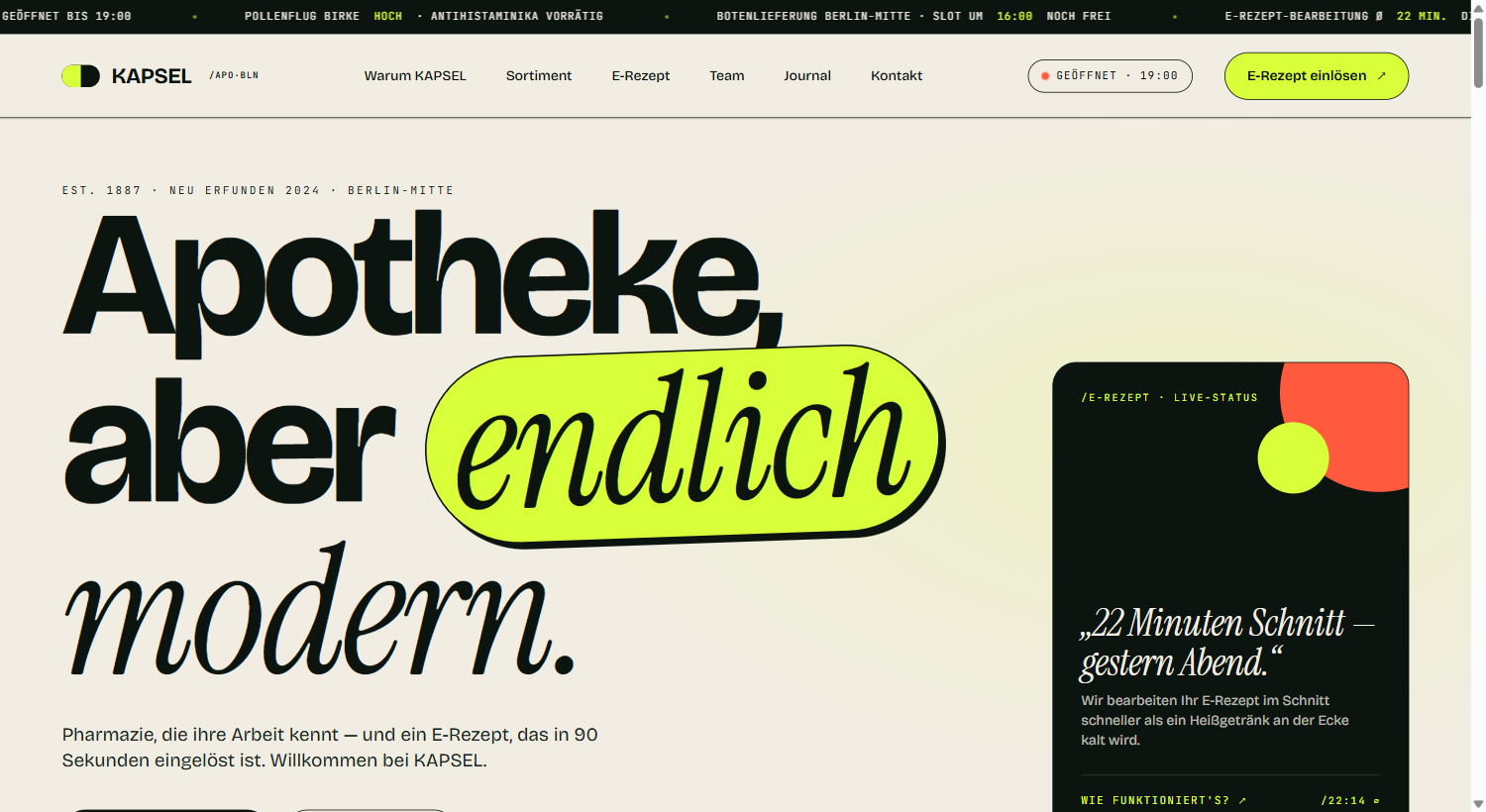 KAPSEL — moderne Apothekenvorlage